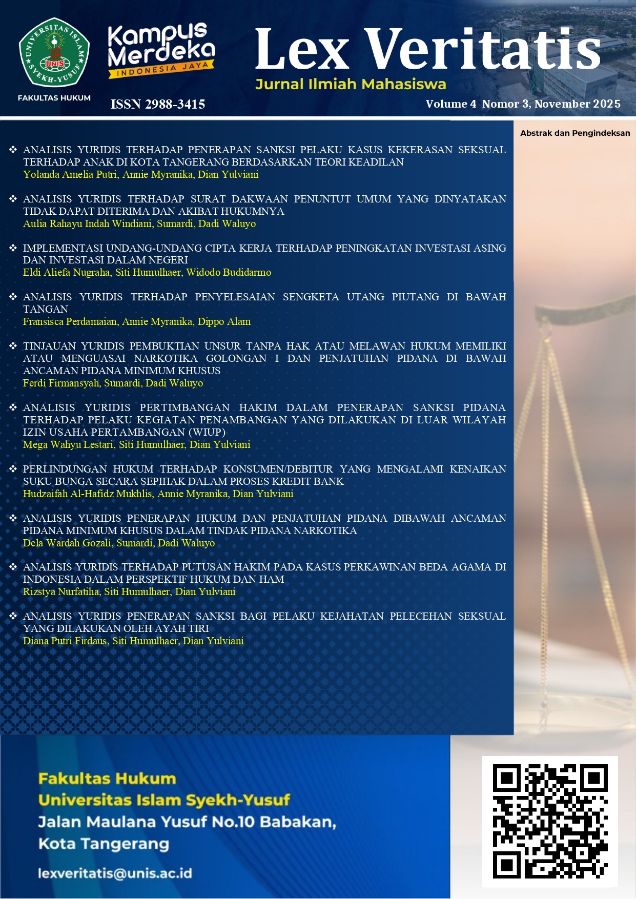 					View Vol. 4 No. 3 (2025): Lex Veritatis
				